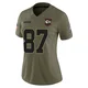 Women's Travis Kelce Kansas City Chiefs ＃87 Limited Olive 2025 Salute to Service Jersey