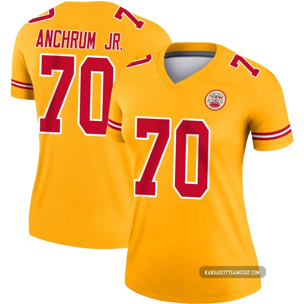 Women's Tremayne Anchrum Jr. Kansas City Chiefs ＃70 Legend Gold Inverted Jersey