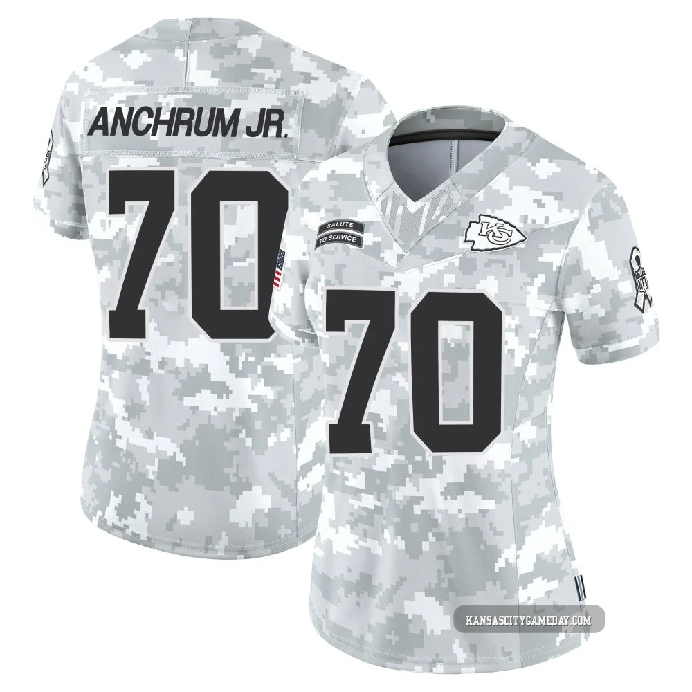 Women's Tremayne Anchrum Jr. Kansas City Chiefs ＃70 Limited Arctic Camo 2024 Salute to Service Jersey