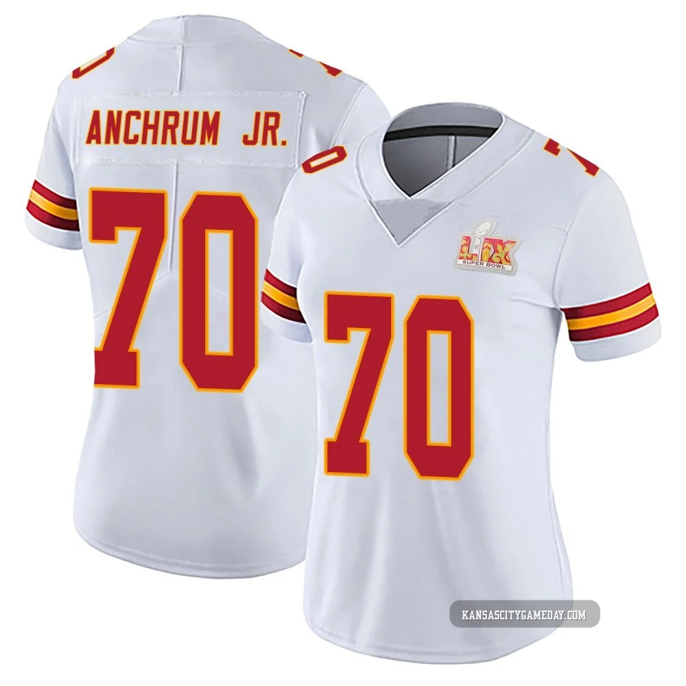 Women's Tremayne Anchrum Jr. Kansas City Chiefs ＃70 Limited White Vapor Untouchable Super Bowl LIX Jersey