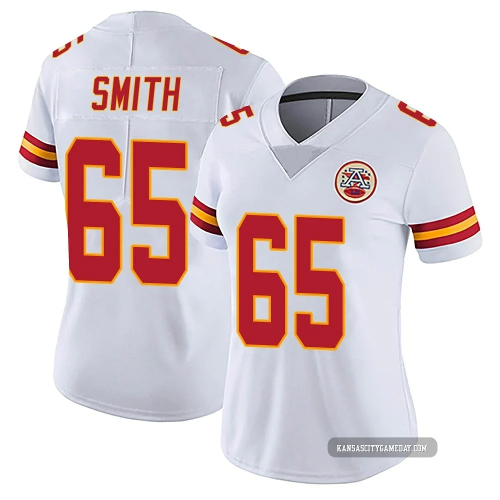 Women's Trey Smith Kansas City Chiefs ＃65 Limited White Vapor Untouchable Jersey