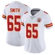 Women's Trey Smith Kansas City Chiefs ＃65 Limited White Vapor Untouchable Jersey
