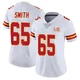 Women's Trey Smith Kansas City Chiefs ＃65 Limited White Vapor Untouchable Super Bowl LIX Jersey