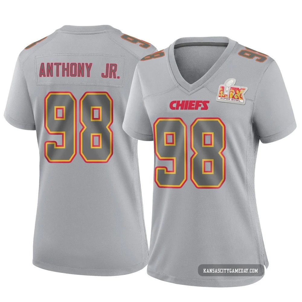 Women's Vincent Anthony Jr. Kansas City Chiefs ＃98 Game Gray Atmosphere Fashion Super Bowl LIX Jersey