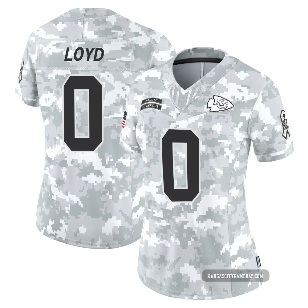 Women's Xavier Loyd Kansas City Chiefs ＃0 Limited Arctic Camo 2024 Salute to Service Jersey