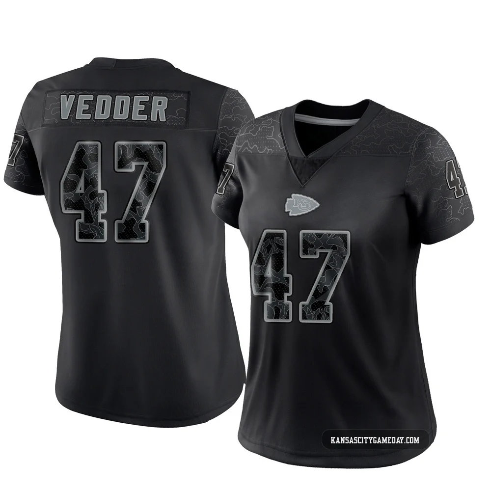 Women's Zelmar Vedder Kansas City Chiefs ＃47 Limited Black Reflective Jersey