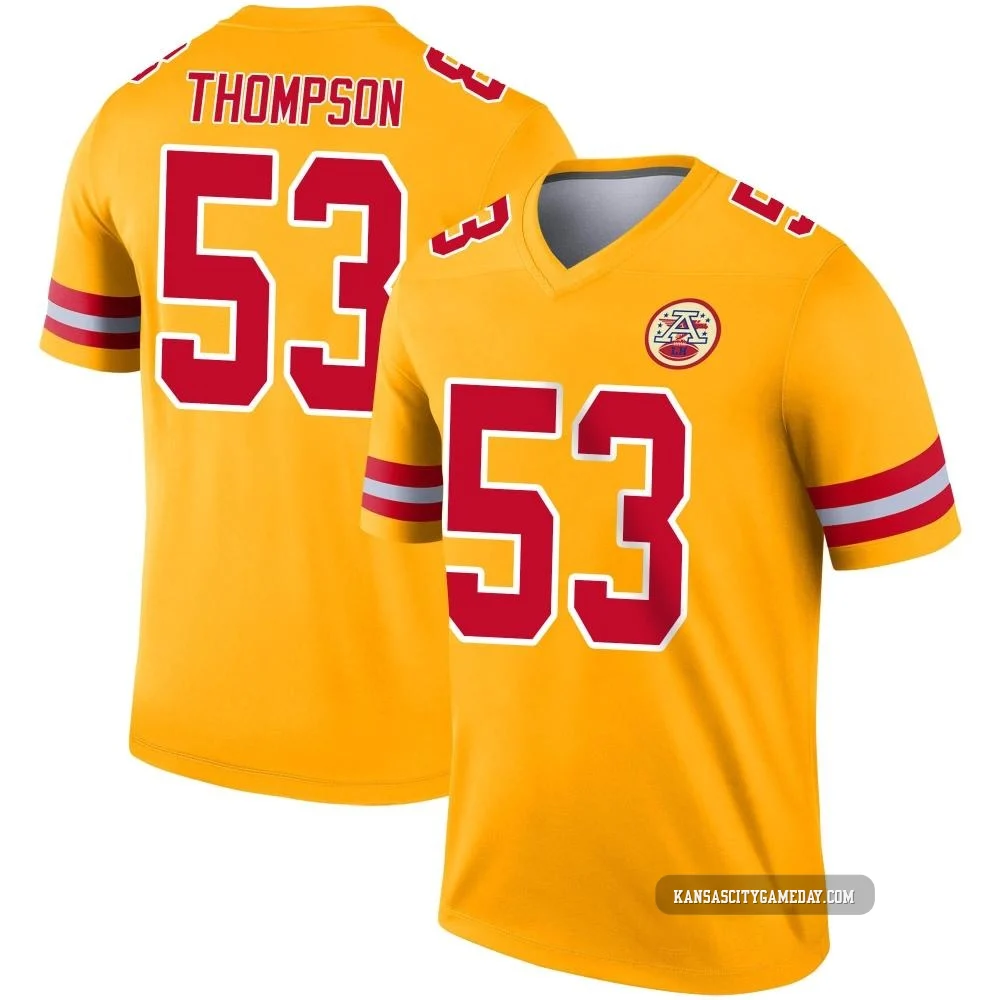 Youth BJ Thompson Kansas City Chiefs ＃53 Legend Gold Inverted Jersey