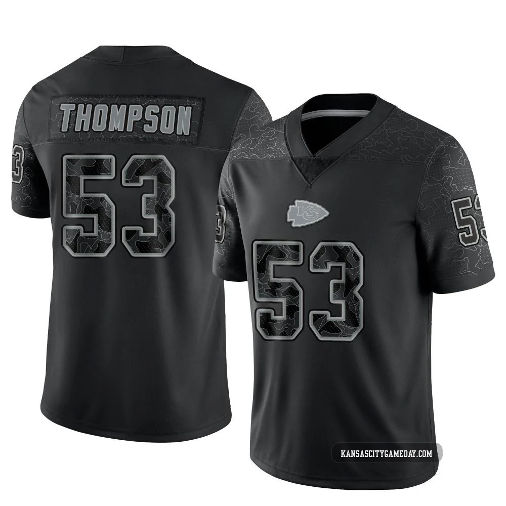 Youth BJ Thompson Kansas City Chiefs ＃53 Limited Black Reflective Jersey