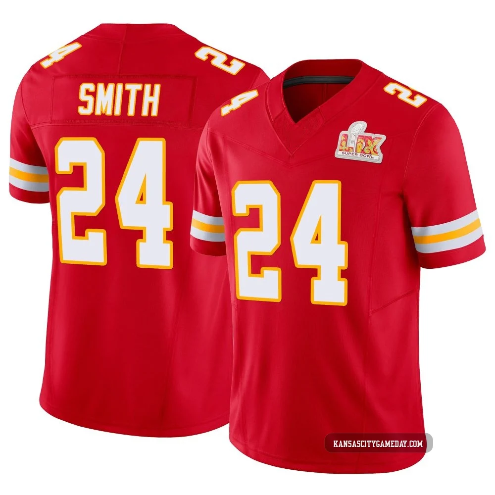 Youth Brashard Smith Kansas City Chiefs ＃24 Limited Red Vapor F.U.S.E. Super Bowl LIX Jersey