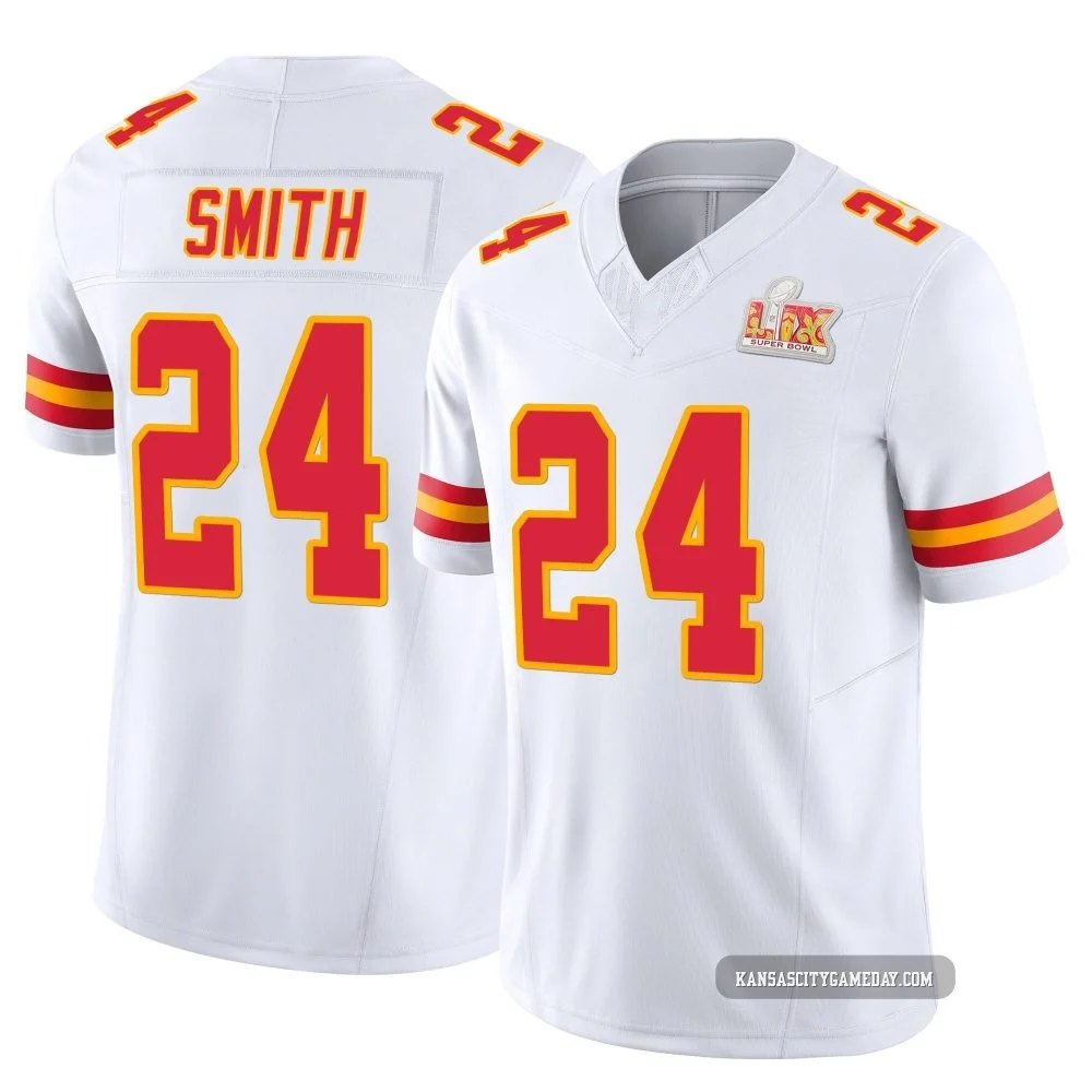 Youth Brashard Smith Kansas City Chiefs ＃24 Limited White Vapor F.U.S.E. Super Bowl LIX Jersey
