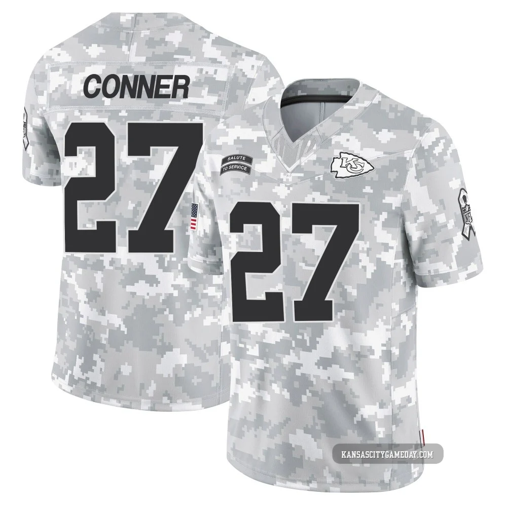 Youth Chamarri Conner Kansas City Chiefs ＃27 Limited Arctic Camo 2024 Salute to Service Jersey