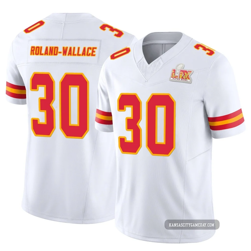 Youth Chris Roland-Wallace Kansas City Chiefs ＃30 Limited White Vapor F.U.S.E. Super Bowl LIX Jersey