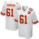 Youth C.J. Hanson Kansas City Chiefs ＃61 Game White Jersey