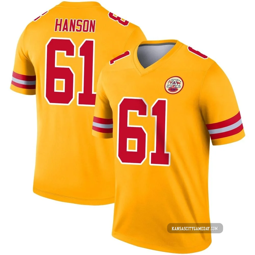 Youth C.J. Hanson Kansas City Chiefs ＃61 Legend Gold Inverted Jersey