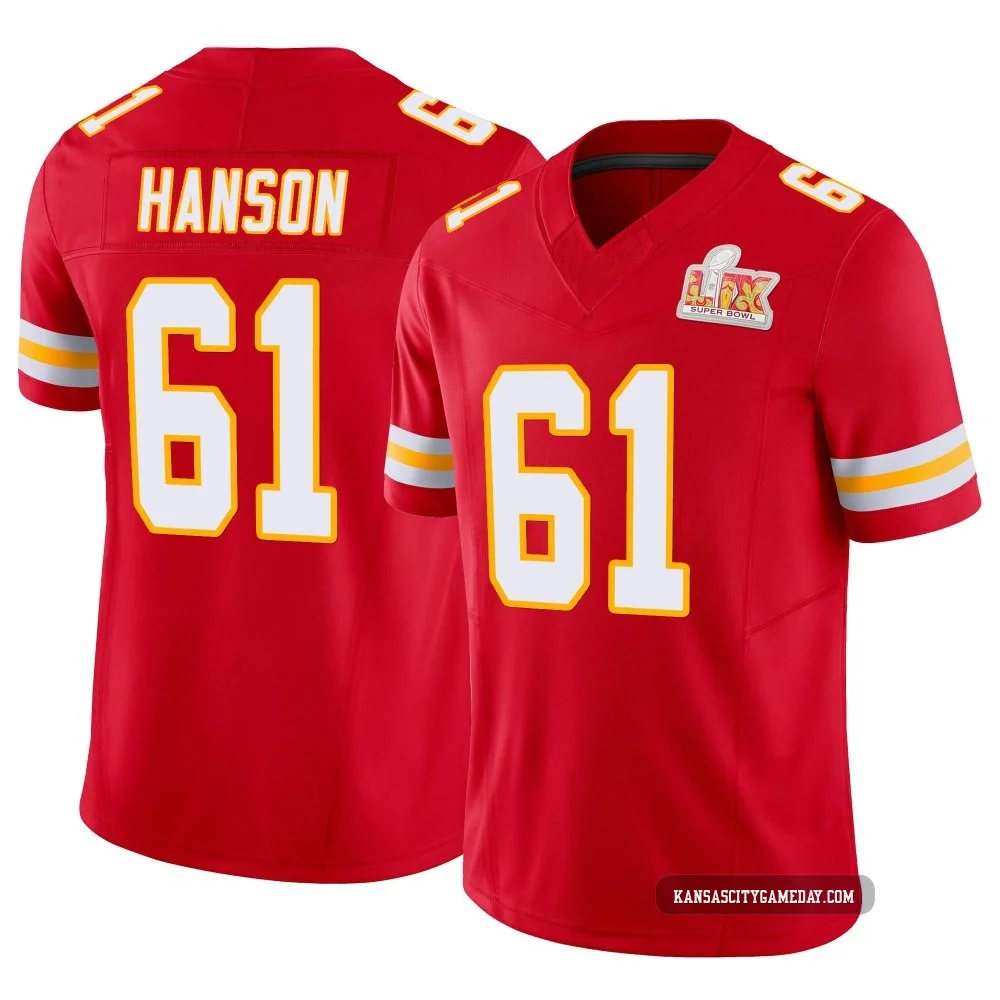 Youth C.J. Hanson Kansas City Chiefs ＃61 Limited Red Vapor F.U.S.E. Super Bowl LIX Jersey
