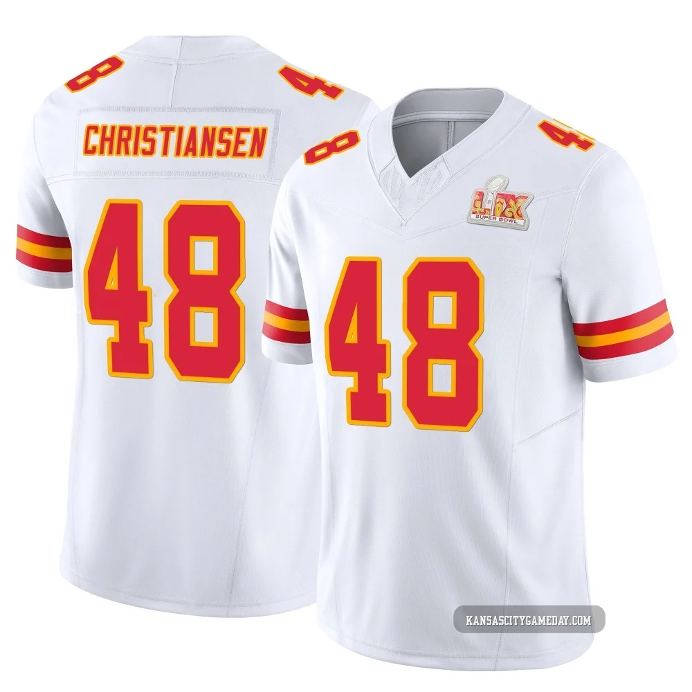 Youth Cole Christiansen Kansas City Chiefs ＃48 Limited White Vapor F.U.S.E. Super Bowl LIX Jersey
