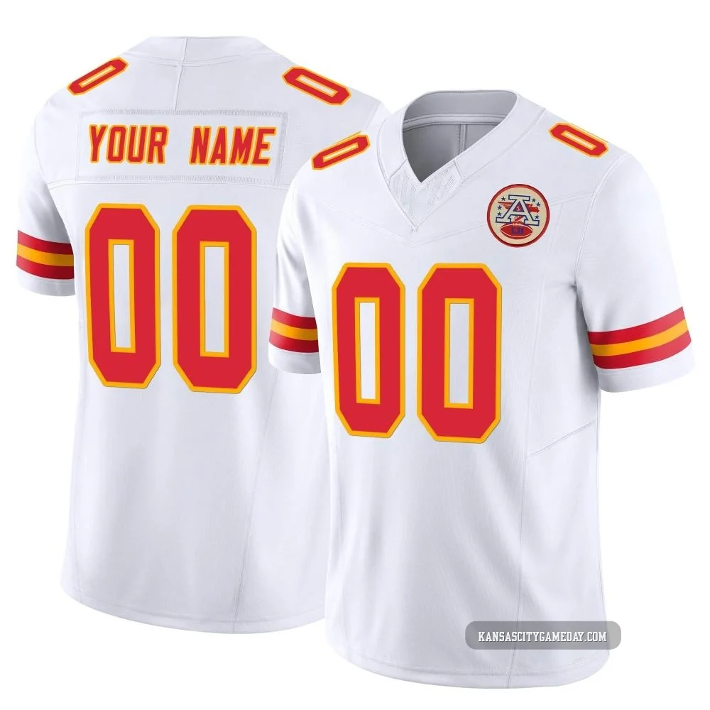 Youth Custom Kansas City Chiefs ＃00 Limited White Vapor F.U.S.E. Jersey