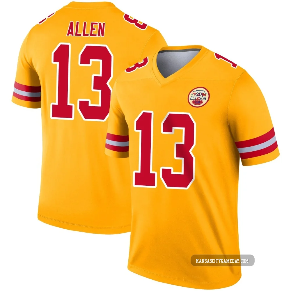 Youth Cyrus Allen Kansas City Chiefs ＃13 Legend Gold Inverted Jersey