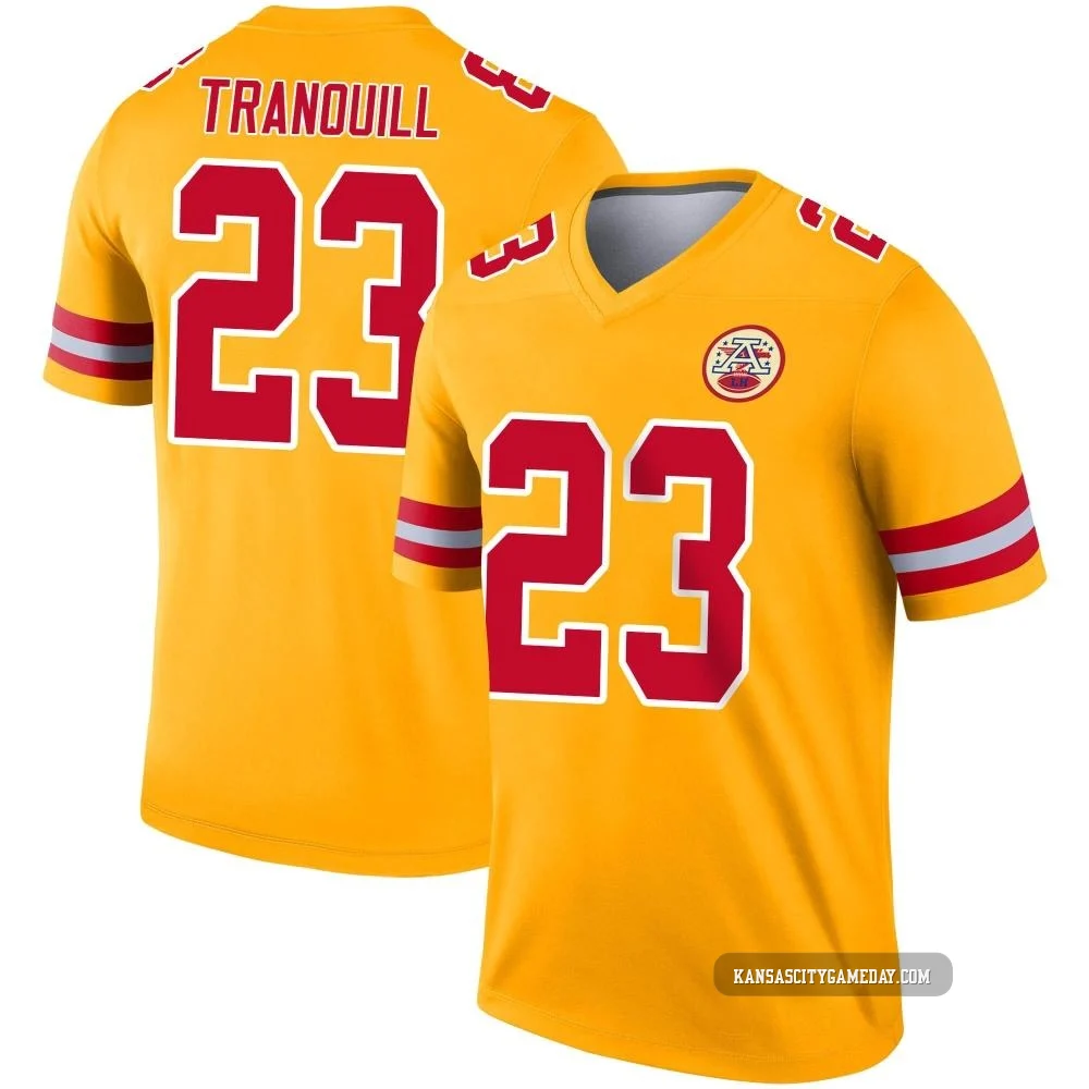 Youth Drue Tranquill Kansas City Chiefs ＃23 Legend Gold Inverted Jersey