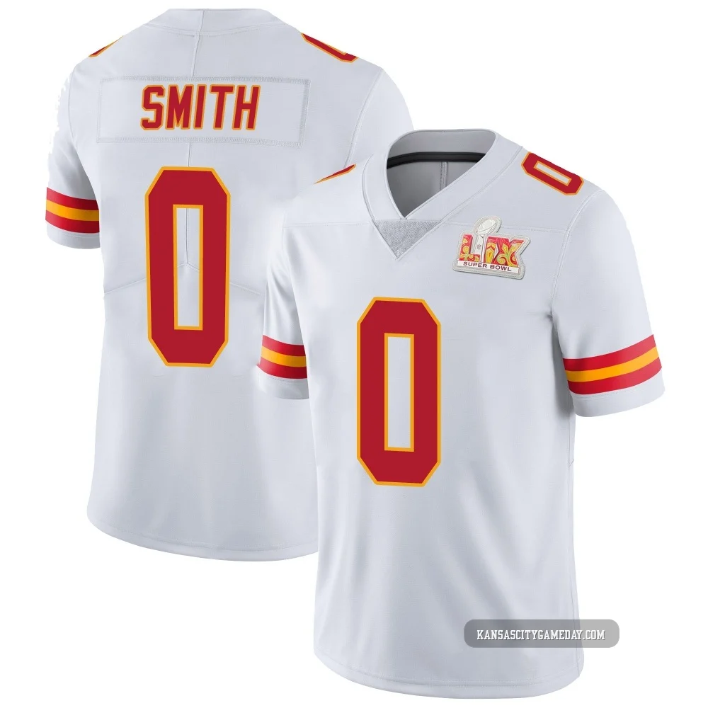 Youth EJ Smith Kansas City Chiefs ＃0 Limited White Vapor Untouchable Super Bowl LIX Jersey
