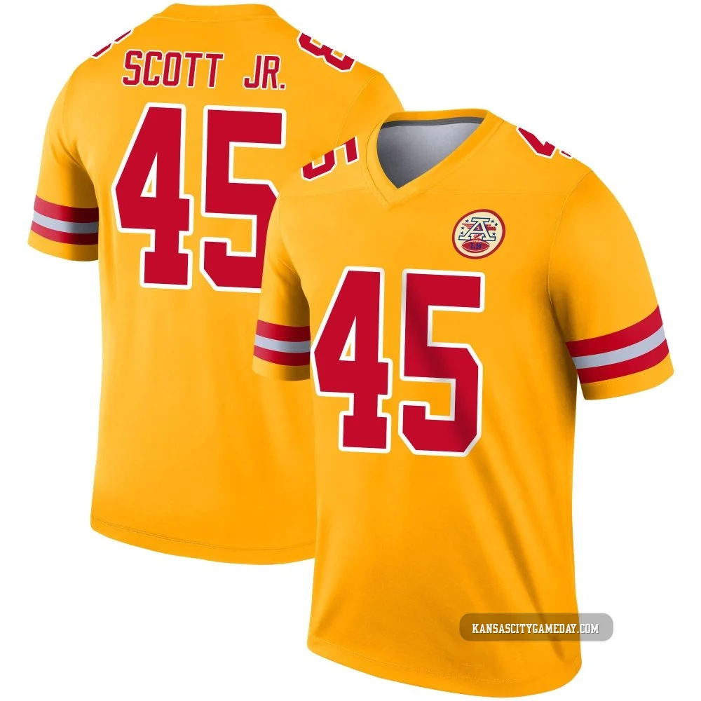 Youth Eric Scott Jr. Kansas City Chiefs ＃45 Legend Gold Inverted Jersey