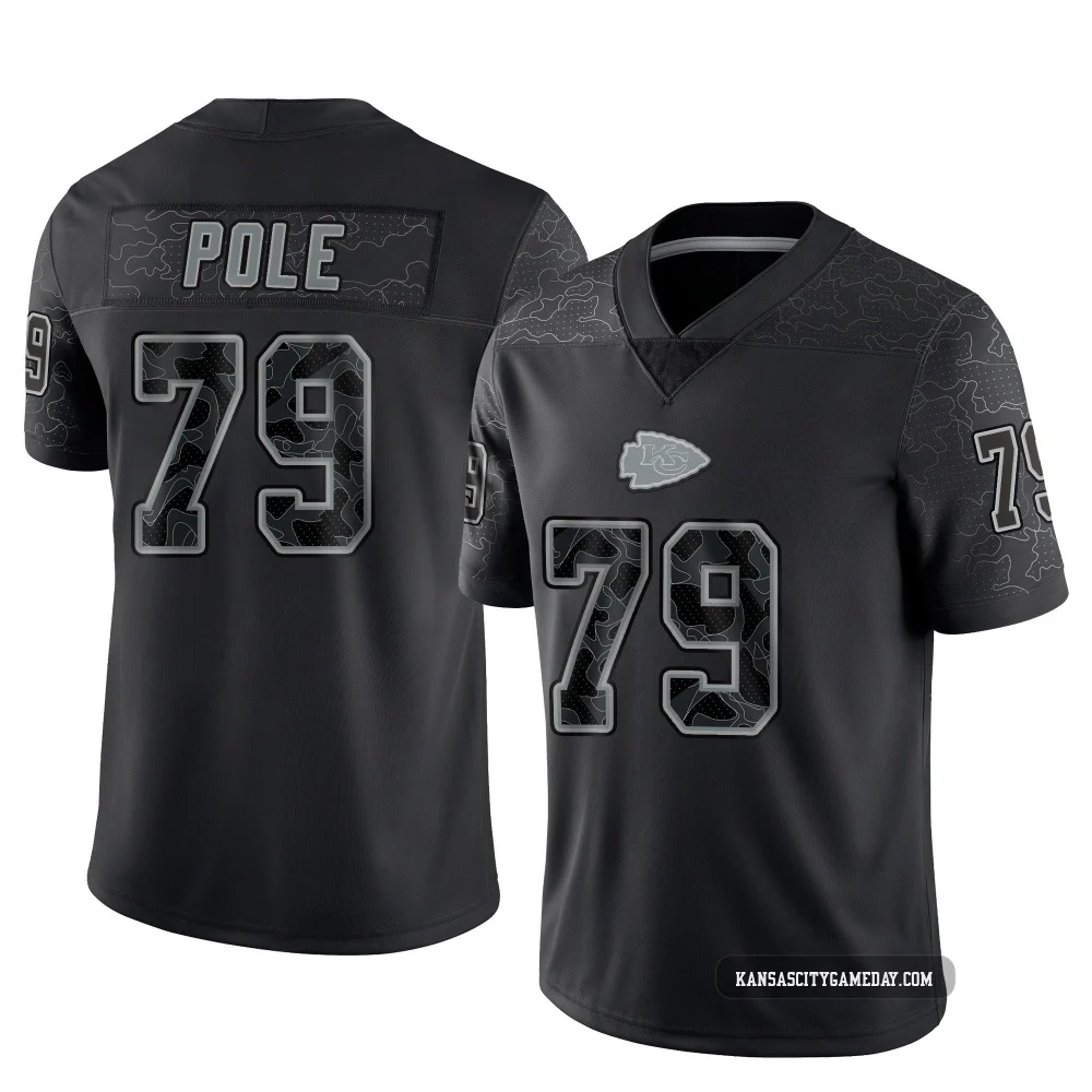 Youth Esa Pole Kansas City Chiefs ＃79 Limited Black Reflective Jersey