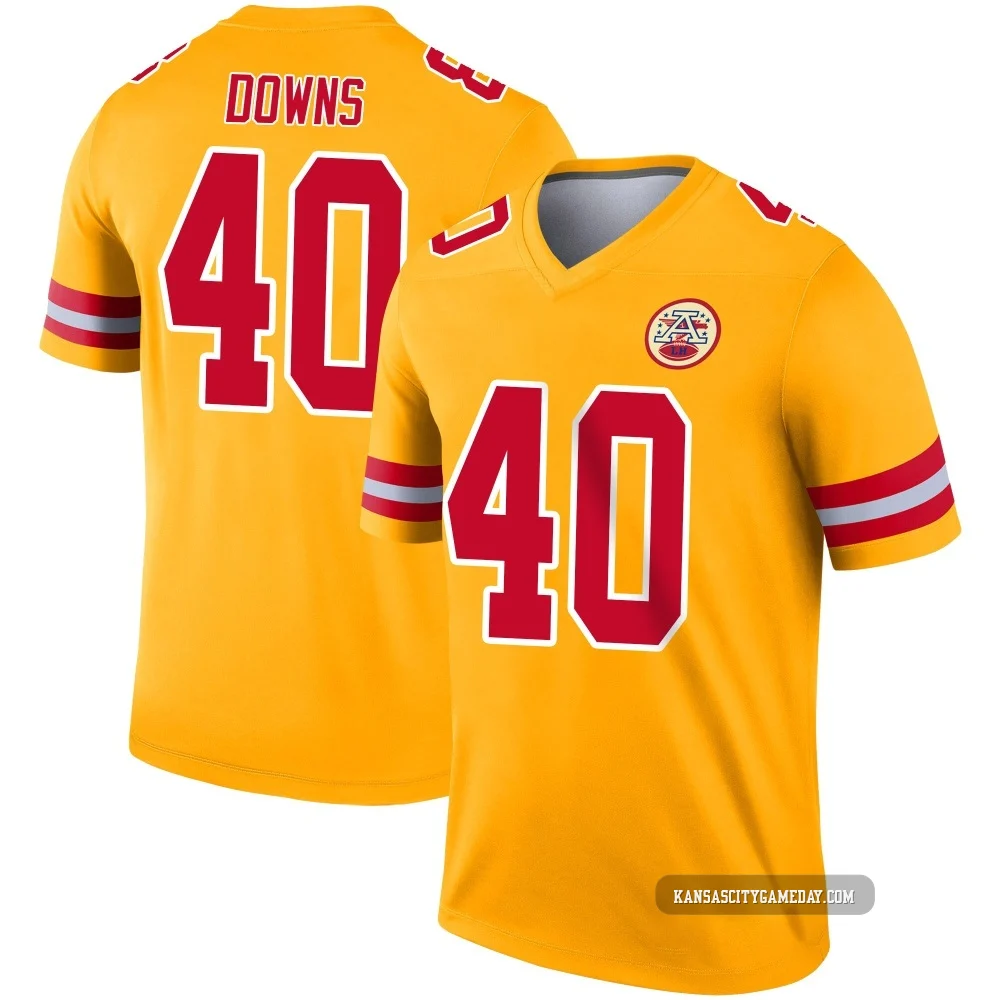 Youth Ethan Downs Kansas City Chiefs ＃40 Legend Gold Inverted Jersey