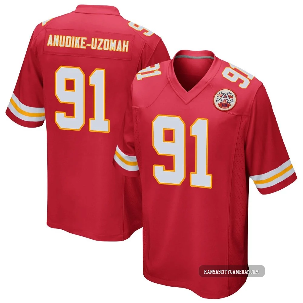 Youth Felix Anudike-Uzomah Kansas City Chiefs ＃91 Game Red Team Color Jersey
