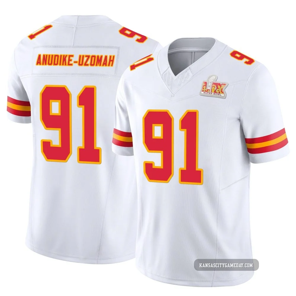Youth Felix Anudike-Uzomah Kansas City Chiefs ＃91 Limited White Vapor F.U.S.E. Super Bowl LIX Jersey
