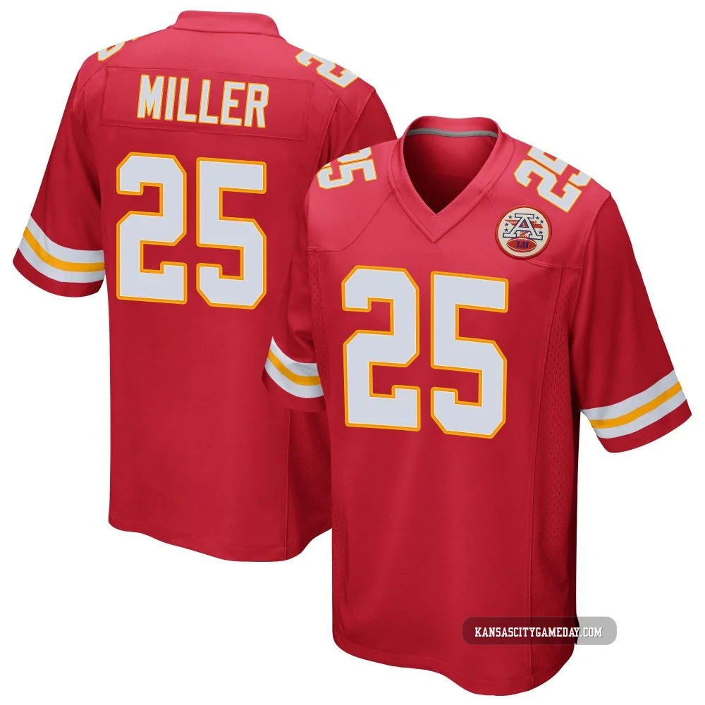 Youth Glendon Miller Kansas City Chiefs ＃25 Game Red Team Color Jersey