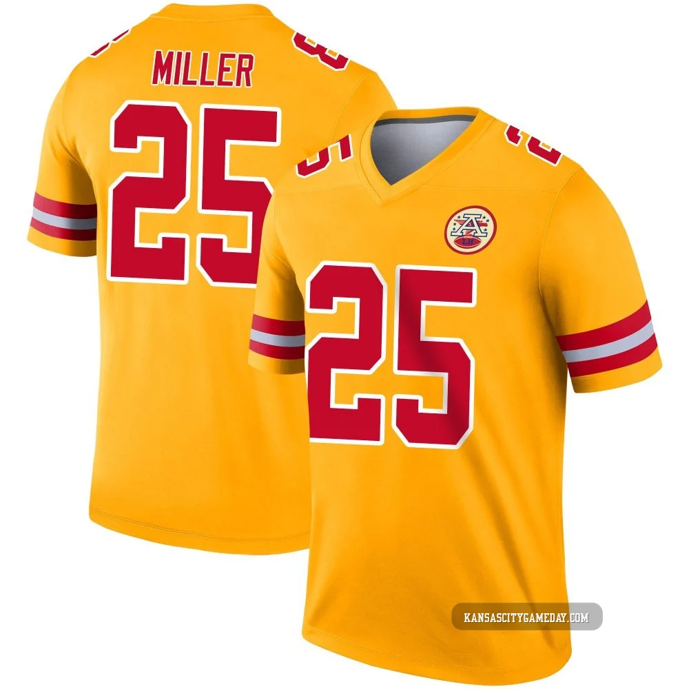 Youth Glendon Miller Kansas City Chiefs ＃25 Legend Gold Inverted Jersey