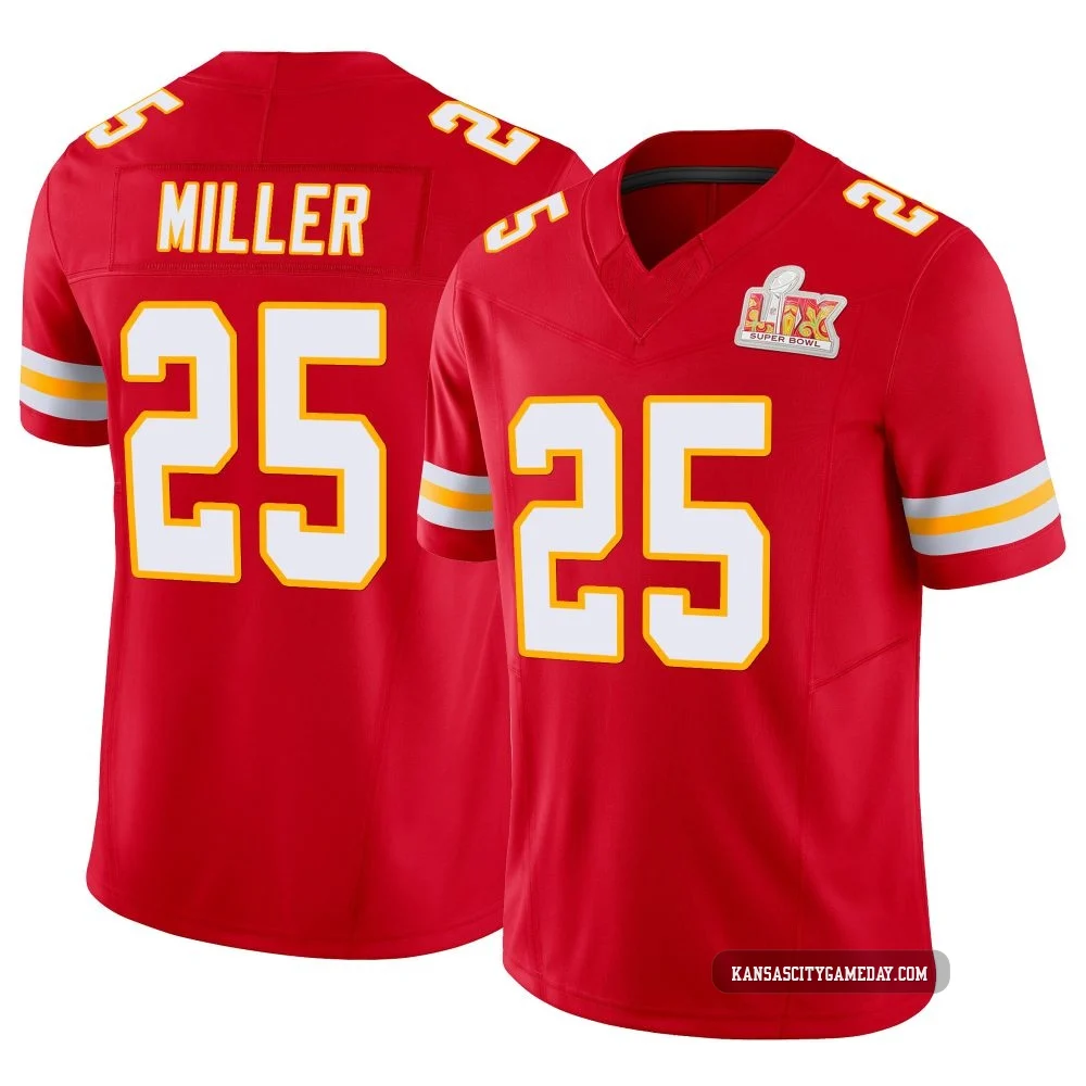 Youth Glendon Miller Kansas City Chiefs ＃25 Limited Red Vapor F.U.S.E. Super Bowl LIX Jersey