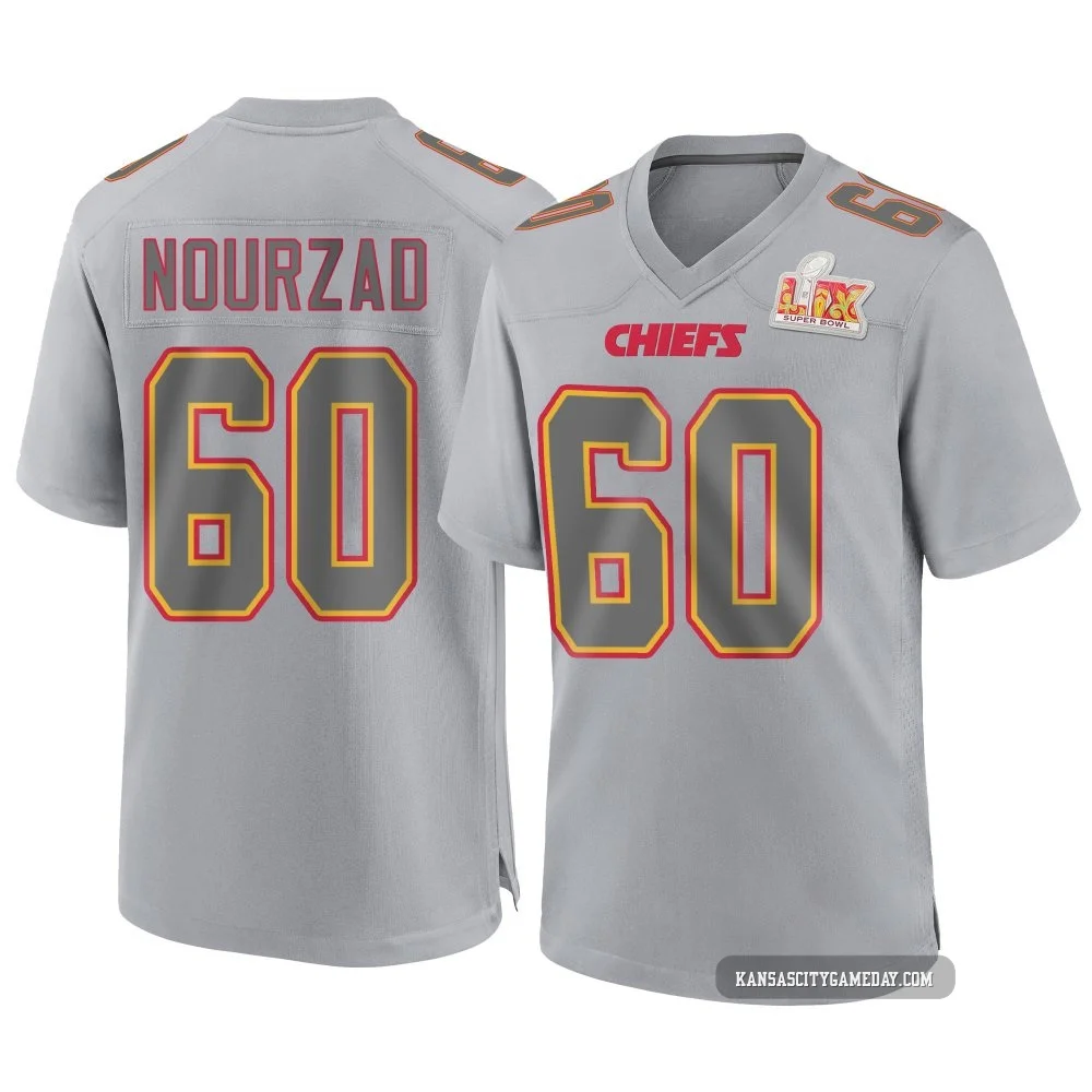 Youth Hunter Nourzad Kansas City Chiefs ＃60 Game Gray Atmosphere Fashion Super Bowl LIX Jersey
