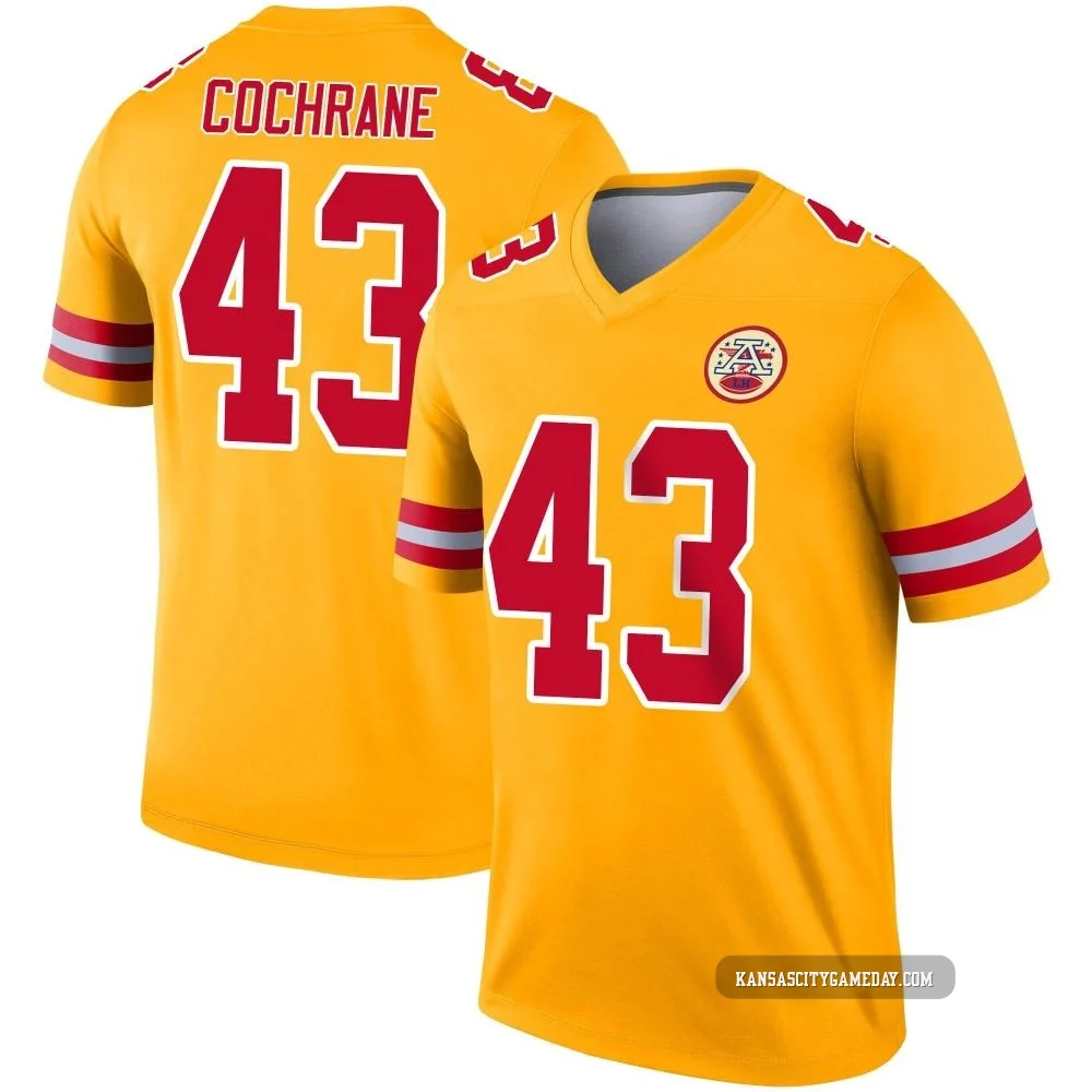 Youth Jack Cochrane Kansas City Chiefs ＃43 Legend Gold Inverted Jersey