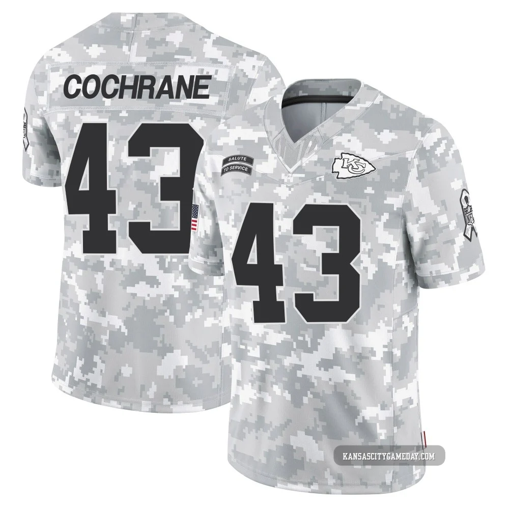 Youth Jack Cochrane Kansas City Chiefs ＃43 Limited Arctic Camo 2024 Salute to Service Jersey