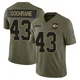 Youth Jack Cochrane Kansas City Chiefs ＃43 Limited Olive 2025 Salute to Service Jersey