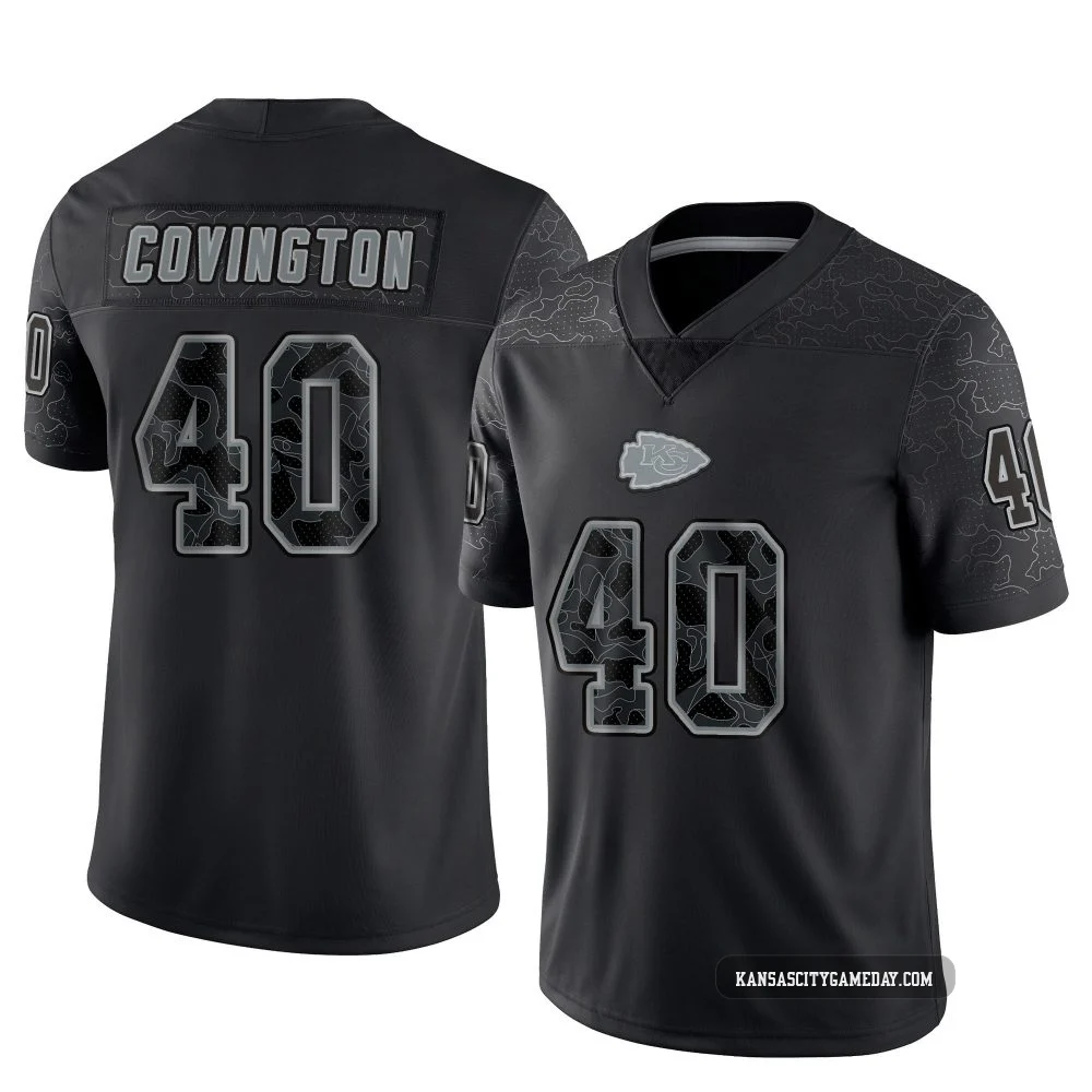 Youth Jacobe Covington Kansas City Chiefs ＃40 Limited Black Reflective Jersey