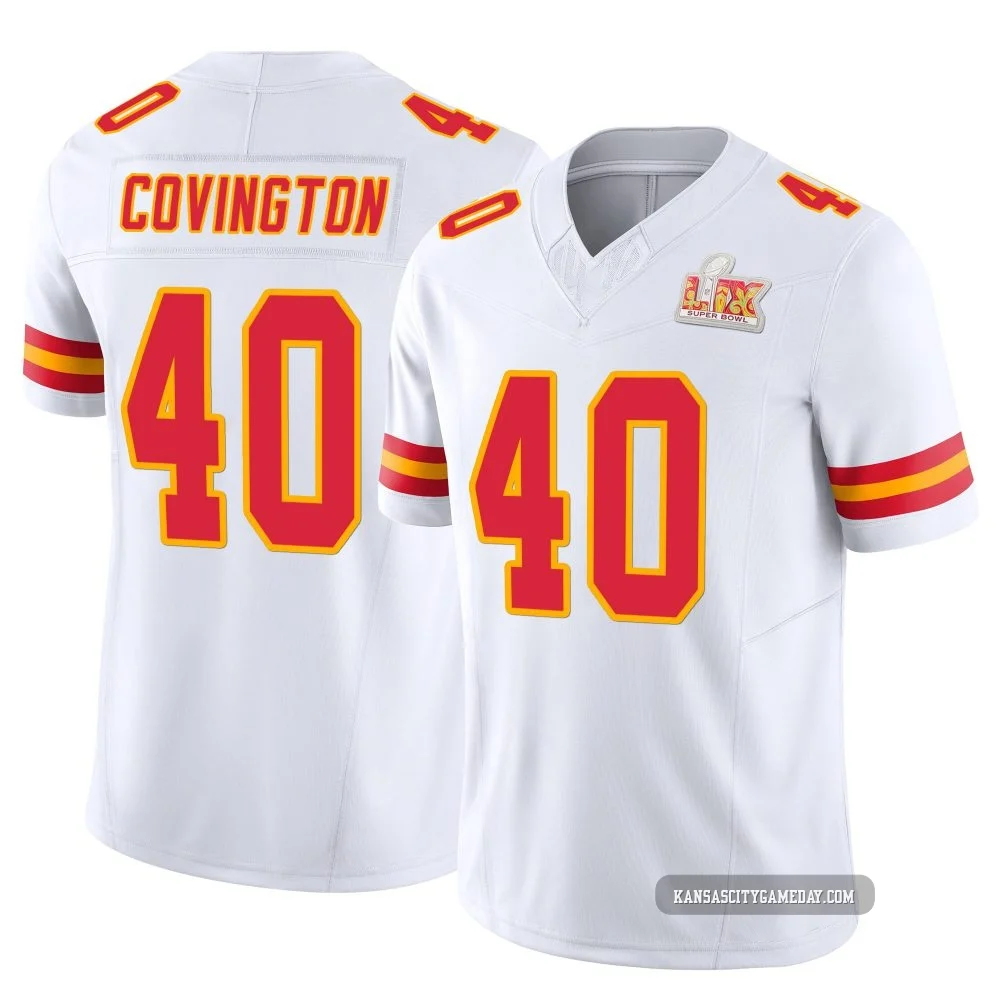 Youth Jacobe Covington Kansas City Chiefs ＃40 Limited White Vapor F.U.S.E. Super Bowl LIX Jersey