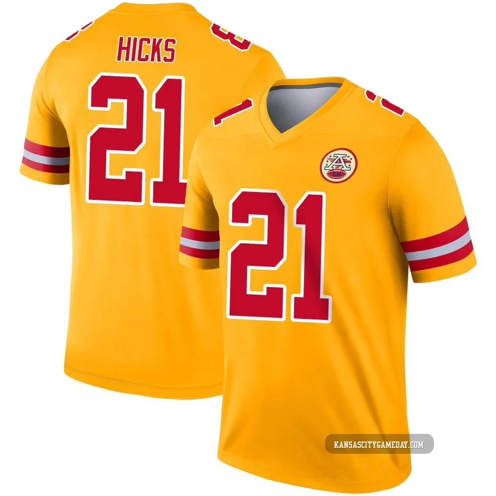 Youth Jaden Hicks Kansas City Chiefs ＃21 Legend Gold Inverted Jersey