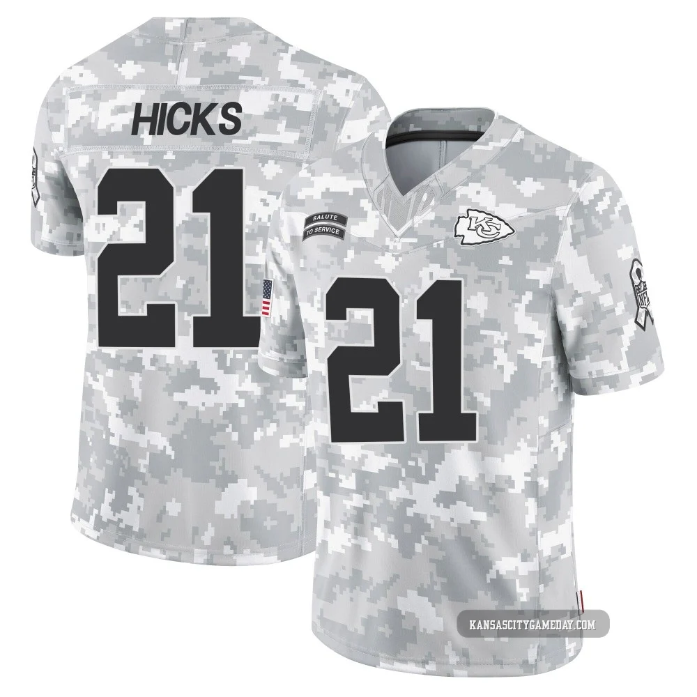 Youth Jaden Hicks Kansas City Chiefs ＃21 Limited Arctic Camo 2024 Salute to Service Jersey