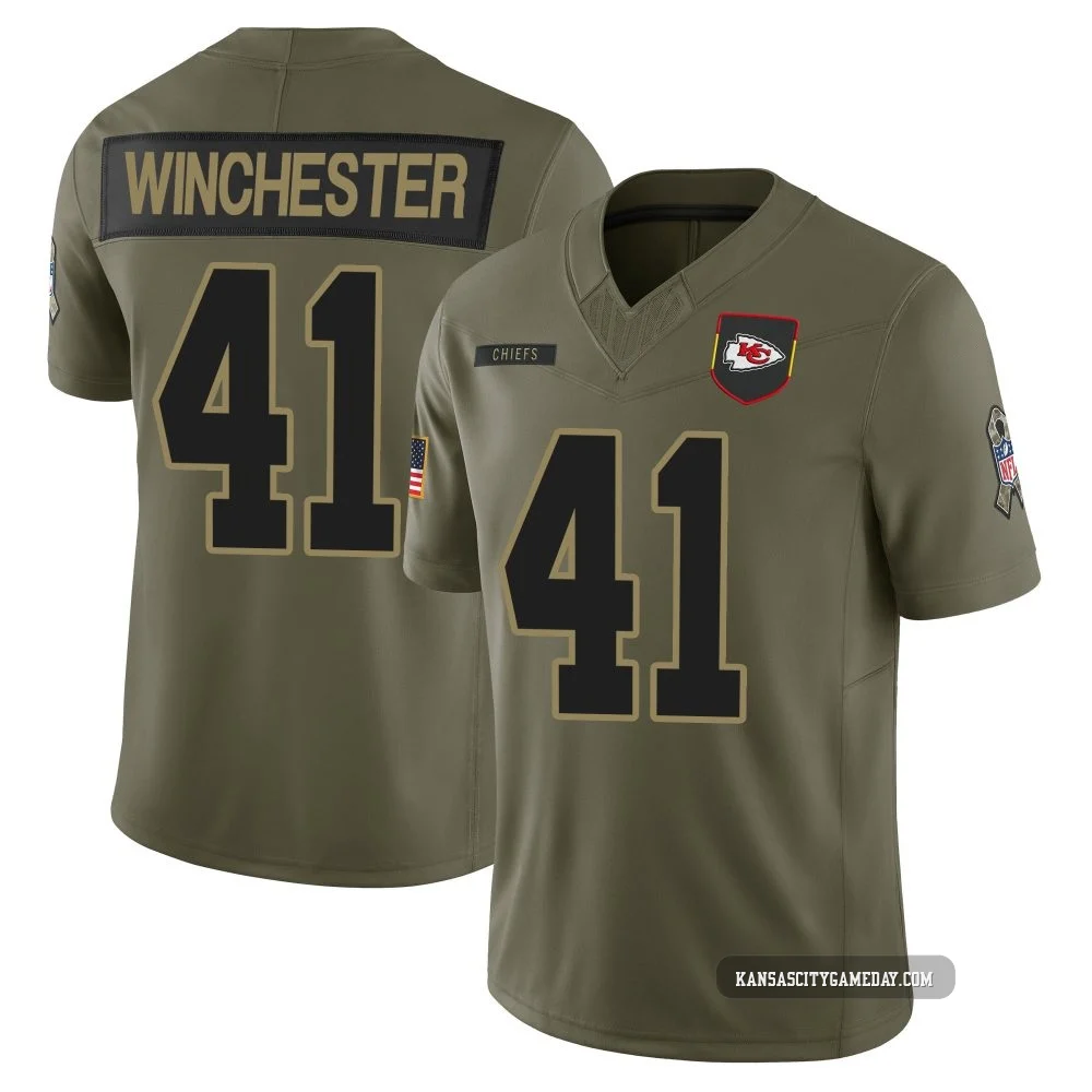 Youth James Winchester Kansas City Chiefs ＃41 Limited Olive 2025 Salute to Service Jersey