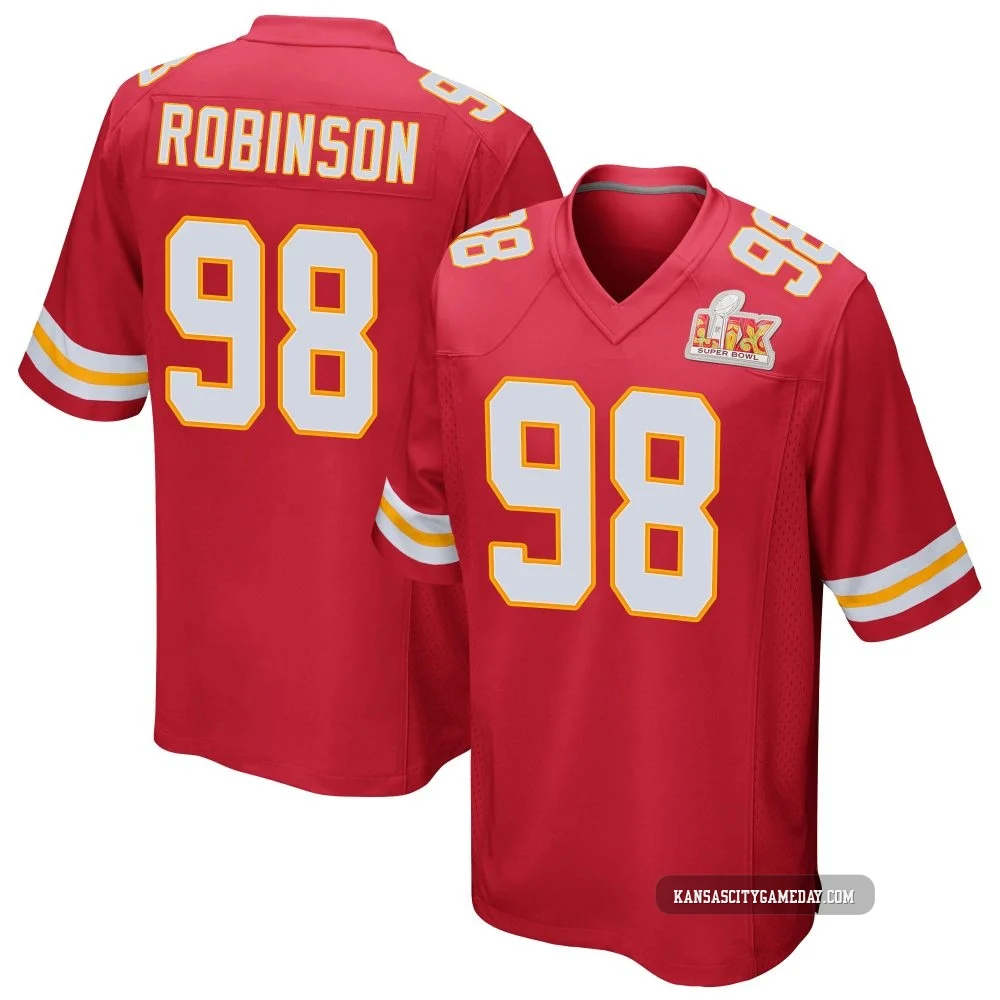 Youth Janarius Robinson Kansas City Chiefs ＃98 Game Red Team Color Super Bowl LIX Jersey