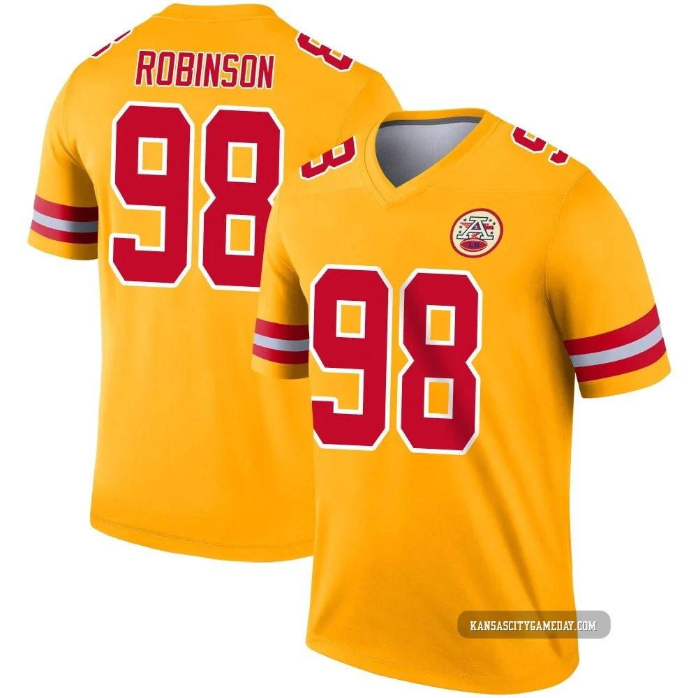 Youth Janarius Robinson Kansas City Chiefs ＃98 Legend Gold Inverted Jersey