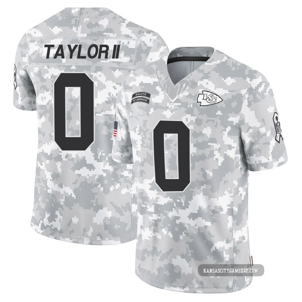 Youth Jason Taylor II Kansas City Chiefs ＃0 Limited Arctic Camo 2024 Salute to Service Jersey