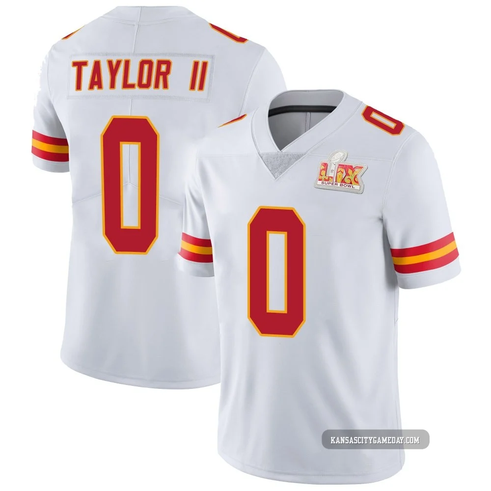 Youth Jason Taylor II Kansas City Chiefs ＃0 Limited White Vapor Untouchable Super Bowl LIX Jersey