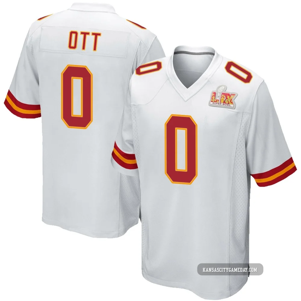 Youth Jaydn Ott Kansas City Chiefs ＃0 Game White Super Bowl LIX Jersey
