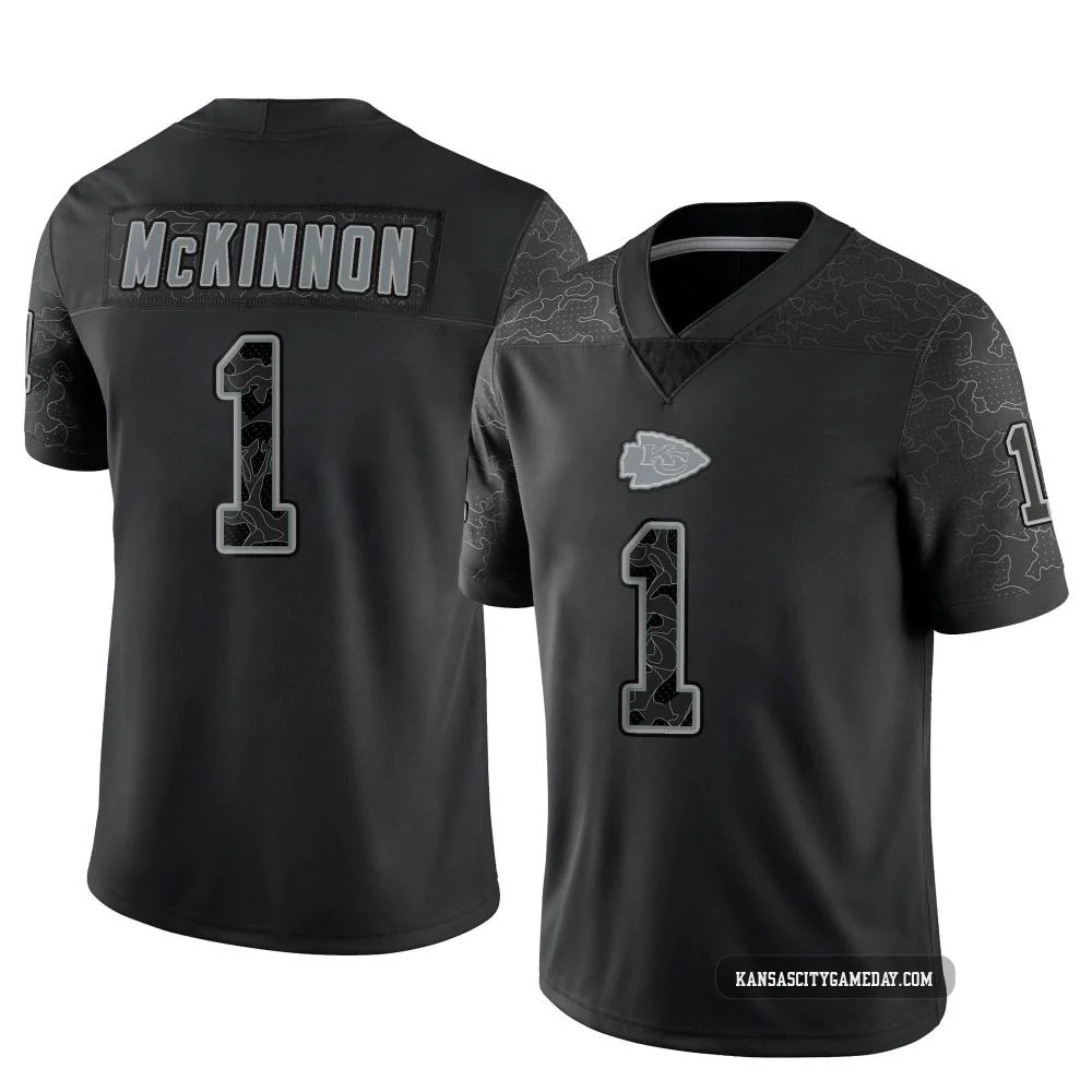 Youth Jerick McKinnon Kansas City Chiefs ＃1 Limited Black Reflective Jersey