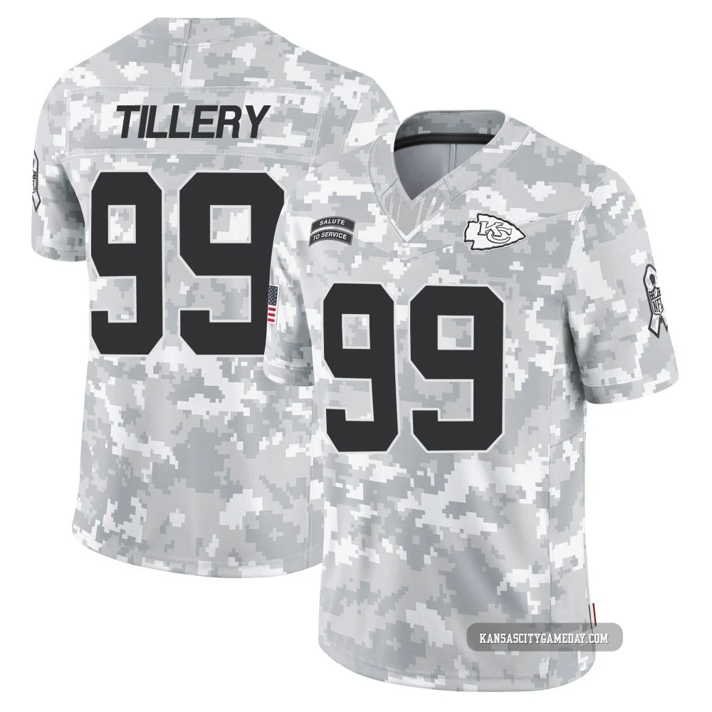 Youth Jerry Tillery Kansas City Chiefs ＃99 Limited Arctic Camo 2024 Salute to Service Jersey