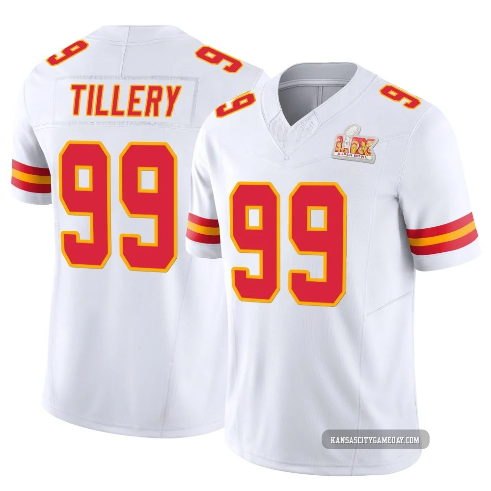 Youth Jerry Tillery Kansas City Chiefs ＃99 Limited White Vapor F.U.S.E. Super Bowl LIX Jersey