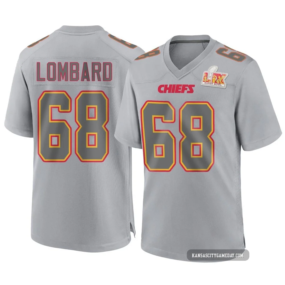 Youth Joey Lombard Kansas City Chiefs ＃68 Game Gray Atmosphere Fashion Super Bowl LIX Jersey
